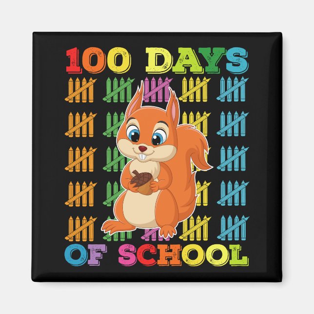 Imán Maestra de ardilla de 100 días de escuela (Frente)