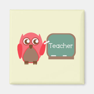 Imán Maestra De Lechuza Roja En Chalkboard
