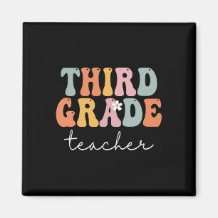 Imán Maestra de Tercer Grado Retro Groovy Vintage Prime