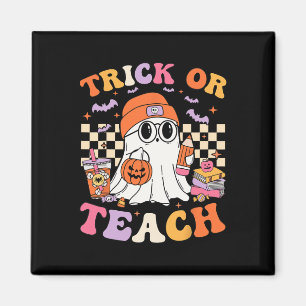 Imán Maestra Halloween Trick O Teach Cute Ghost Coffee