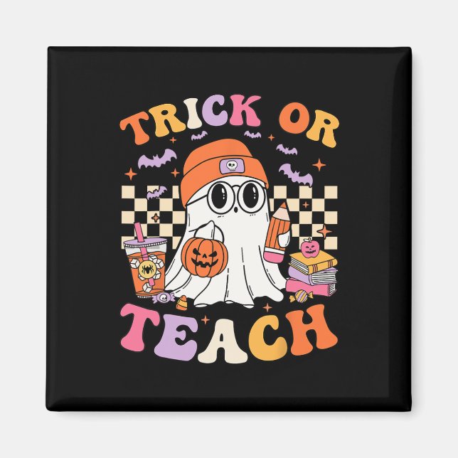 Imán Maestra Halloween Trick O Teach Cute Ghost Coffee (Frente)