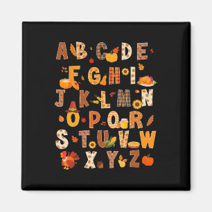 Imán Maestra Niños Alphabet Turquía Calabaza Otoño Grac