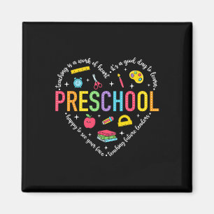 Imán Maestra Preescolar Corazón Primer Día De Preescola
