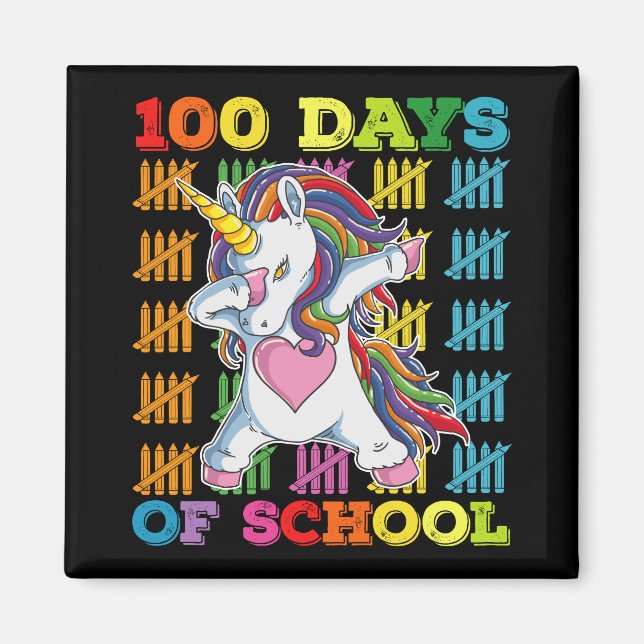 Imán Maestra Unicornio 100 Días De Escuela (Frente)
