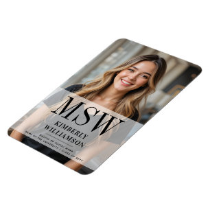 Imán Maestría personalizada en la MSW en la graduación