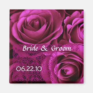 Imán MAGENTA Boda Rose Bouquet con encaje
