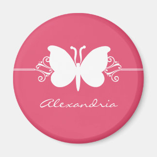 Imán Magenta Butterfly Swirls Magnet