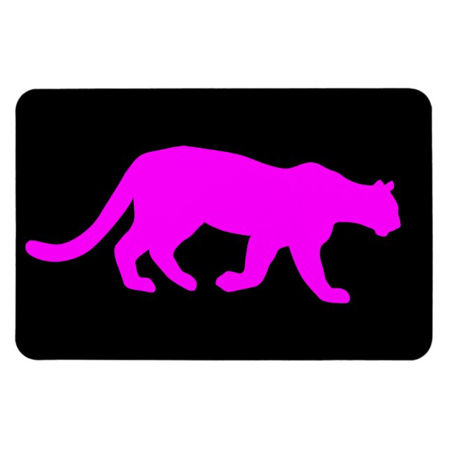 Imán Magenta Cougar Puma Mountain Lion Silhouette (Horizontal)