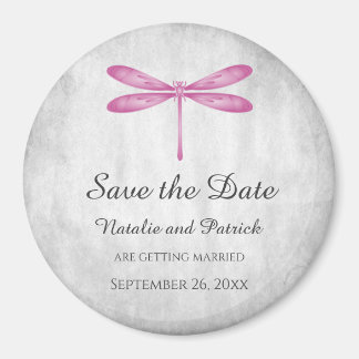 Imán Magenta Dragonfly Save the Date Magnet