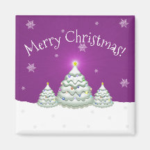 Magenta Snowowy Christmas Tree Magnet