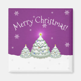 Imán Magenta Snowowy Christmas Tree Magnet