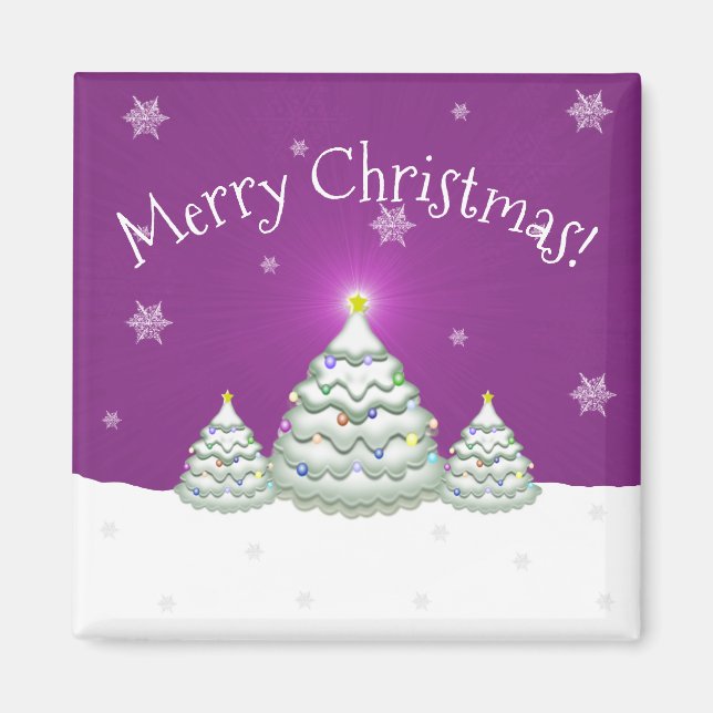 Imán Magenta Snowowy Christmas Tree Magnet (Frente)