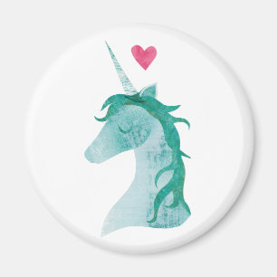 Imán Magia azul unicornio con corazón