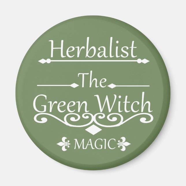 Imán Magia de bruja verde herbolaria medicina natural (Frente)