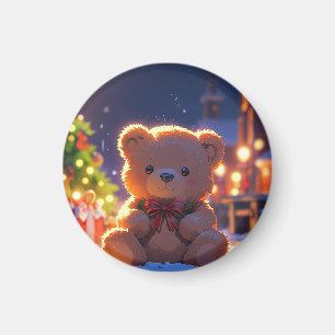 Imán Magia de Navidad con Oso de Peluche en Pueblo Neva