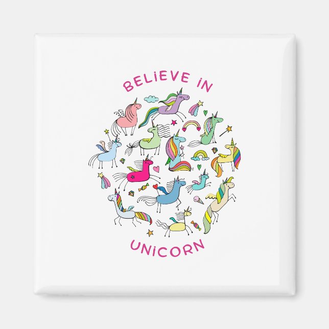 Imán Magia de Unicornio Kawaii (Frente)