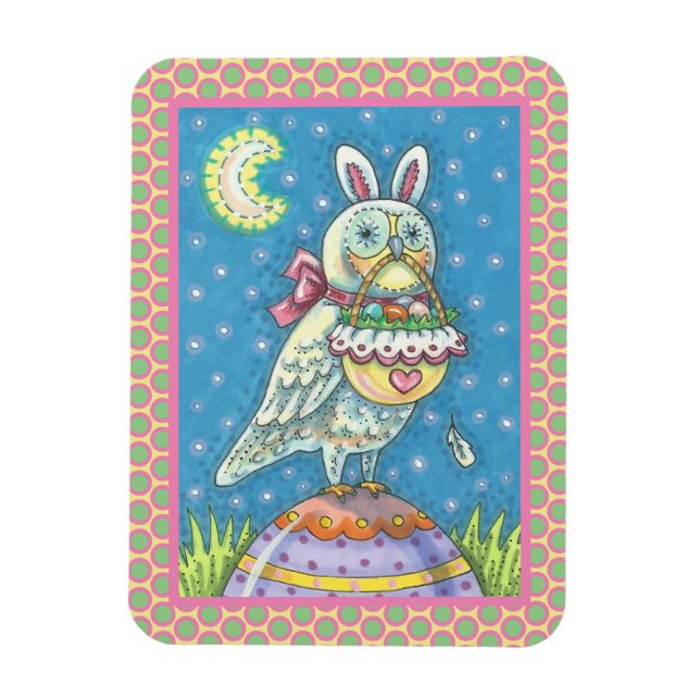 IMÁN MAGIC OWL & EASTER BASKET, FESTIVAL BIRD MAGNET (Vertical)