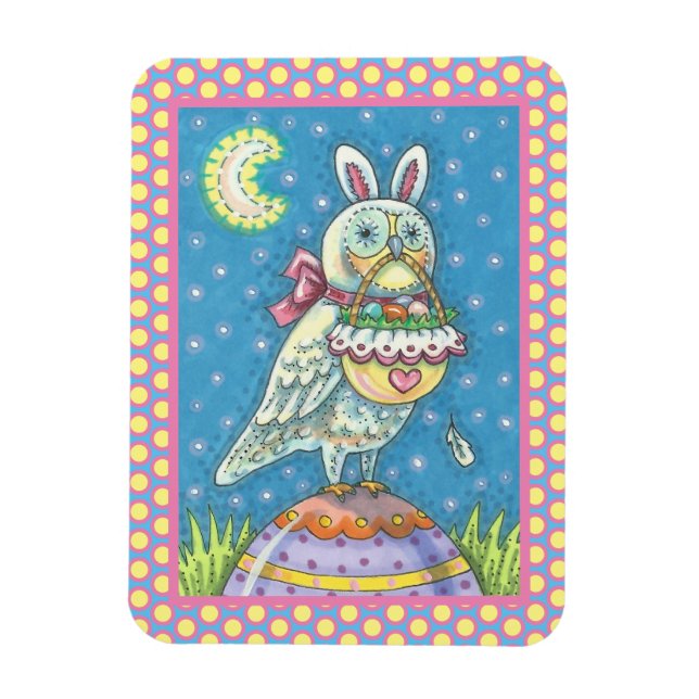 IMÁN MAGIC OWL & EASTER BASKET, FESTIVAL BIRD MAGNET (Vertical)