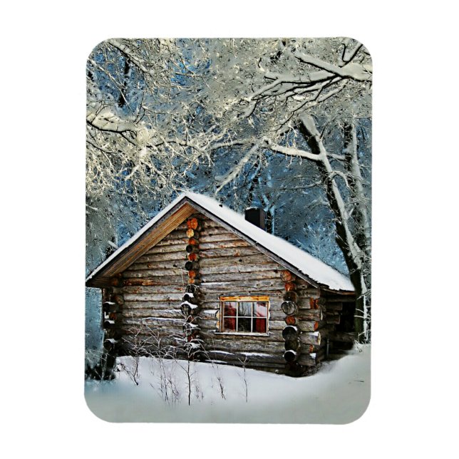 Imán Mágica de invierno de cabinas de registro rústico (Vertical)