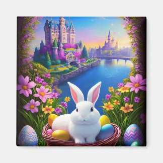 Imán Magical landscape with rabbit and magical castles