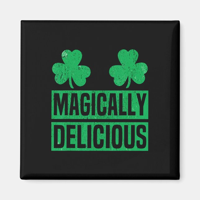 Imán Mágicamente Delicioso Shamrock Día de San Patricio (Frente)