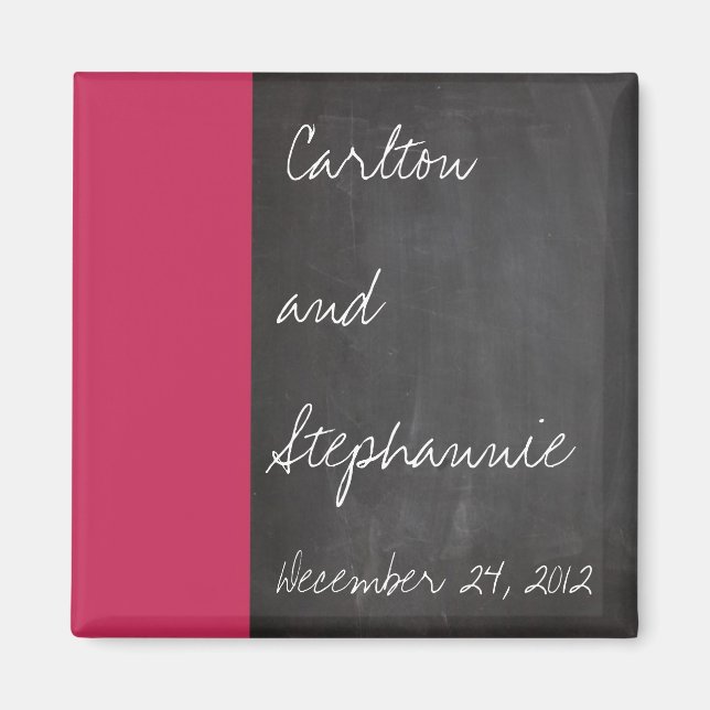 Imán Magnate Boda rosa Chalkboard (Frente)