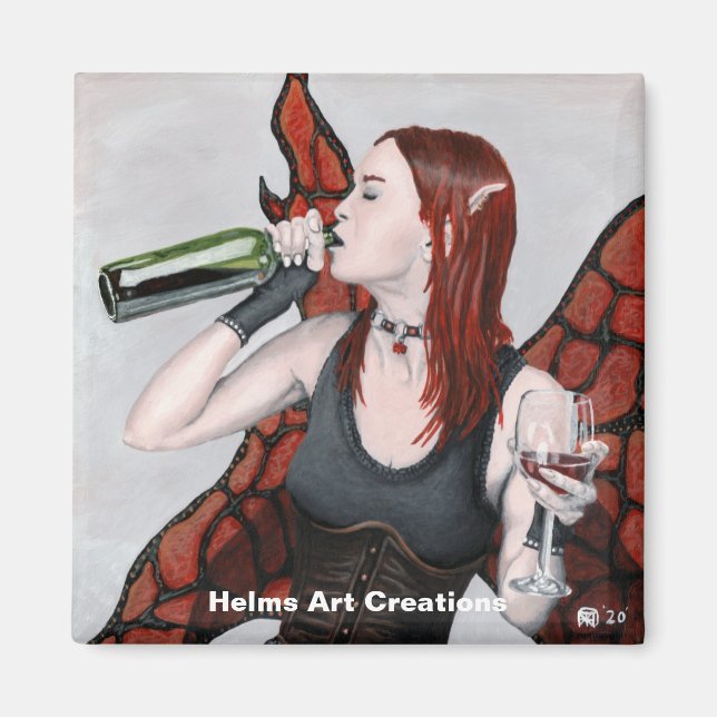 Imán Magnate botón Fantasía de Vino de Beber de Hadas M (Frente)