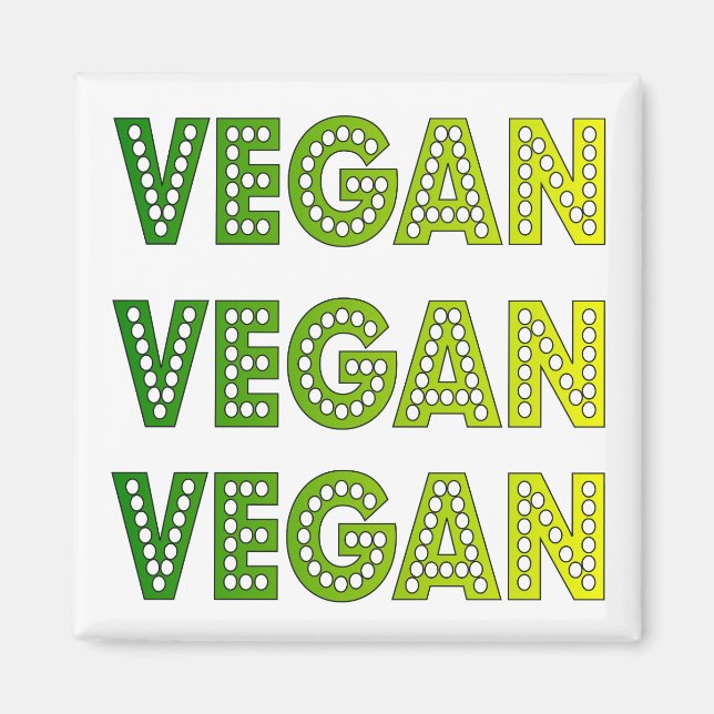 Imán Magnate cuadrado con el logotipo vegan (Frente)