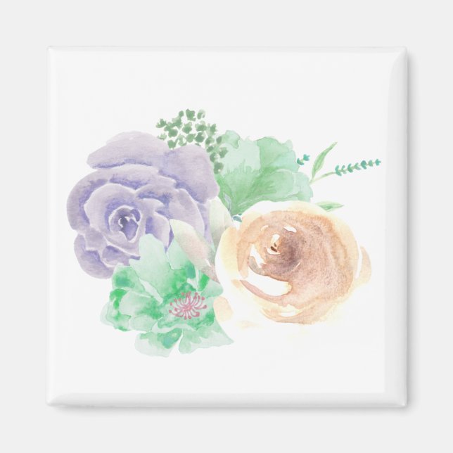 Imán Magnate cuadrado floral (Frente)