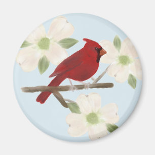 Imán Magnate de acuarela Cardinal y Dogwood