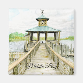 Imán Magnate de acuarela de Mobile Bay Dock
