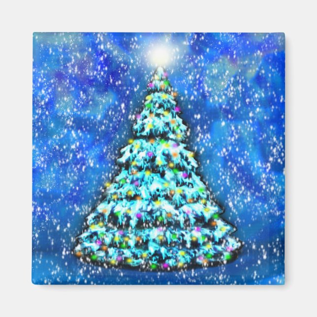 Imán Magnate de árbol de Navidad brillante (Frente)