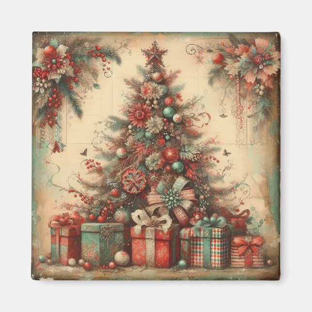 Imán Magnate de árbol de Navidad clásico (Frente)