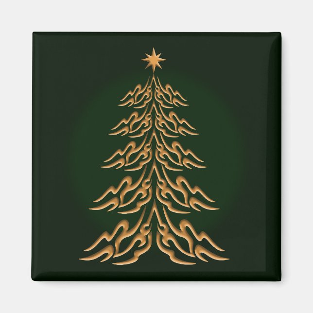 Imán Magnate de árbol de navidad de campanilla verde (Frente)