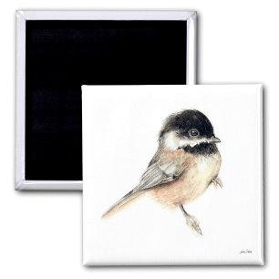 Imán Magnate de arte acuarela de chickadee