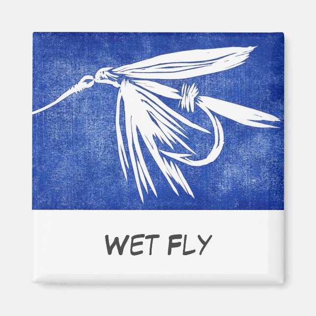 Imán Magnate de arte de la pesca con mosca azul (Frente)
