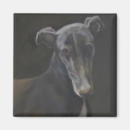 Imán Magnate de arte de perro de Greyhound negro