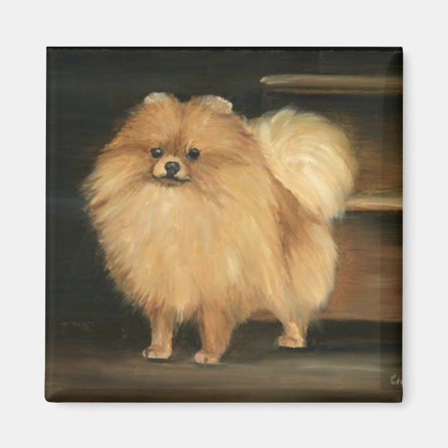 Imán Magnate de arte de perro de Pomerania (Frente)