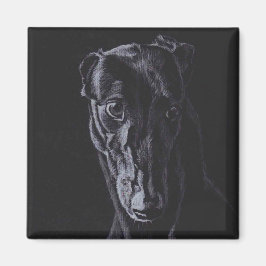 Imán Magnate de arte de perro de silueta gris negro