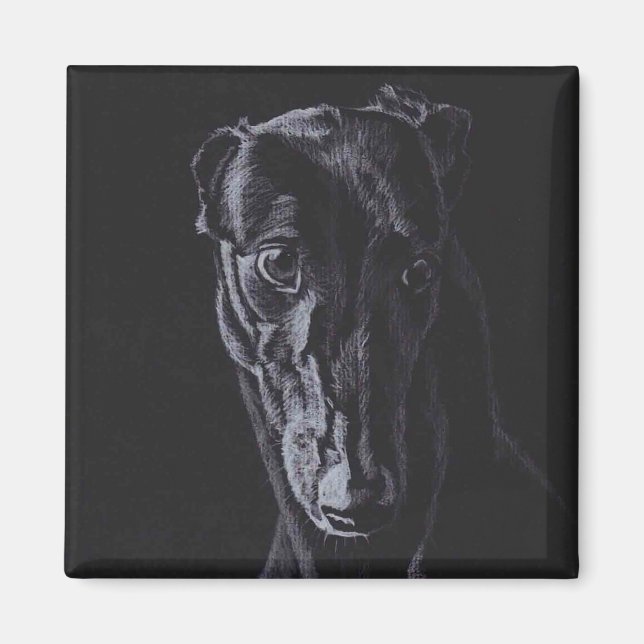 Imán Magnate de arte de perro de silueta gris negro (Frente)