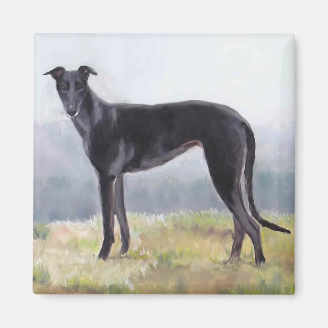Imán Magnate de arte de perro permanente de Greyhound n (Frente)