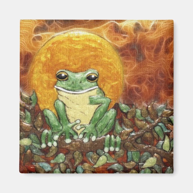 Imán Magnate de arte de rana de árbol de Sun Frog (Frente)