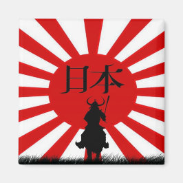 Imán Magnate de arte patriótico de bandera y samurai ja