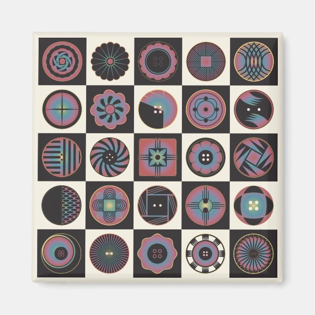 Imán Magnate de botones Art Deco (Frente)