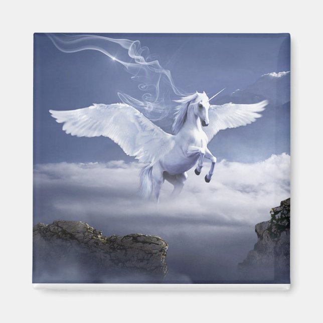 Imán Magnate de caballos Stallion Pegasus blanco (Frente)