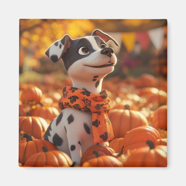 Imán Magnate de cachorros y calabazas (Frente)