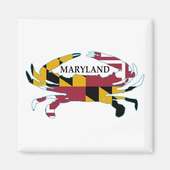 Imán Magnate de cangrejo con bandera de Maryland (Frente)