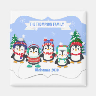 Imán Magnate de cinco Navidades pingüinos personalizado
