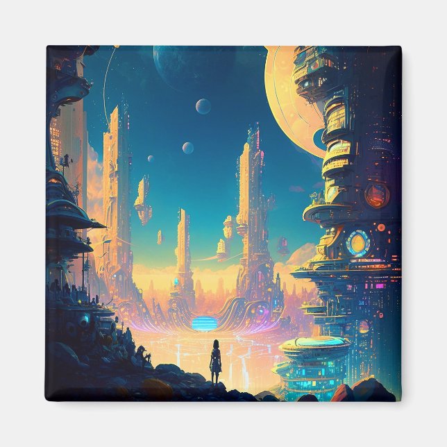 Imán Magnate de Ciudad Futurista de Ciencia Ficción (Frente)