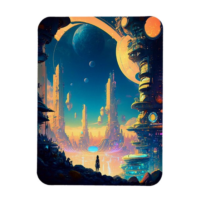 Imán Magnate de Ciudad Futurista de Ciencia Ficción (Vertical)